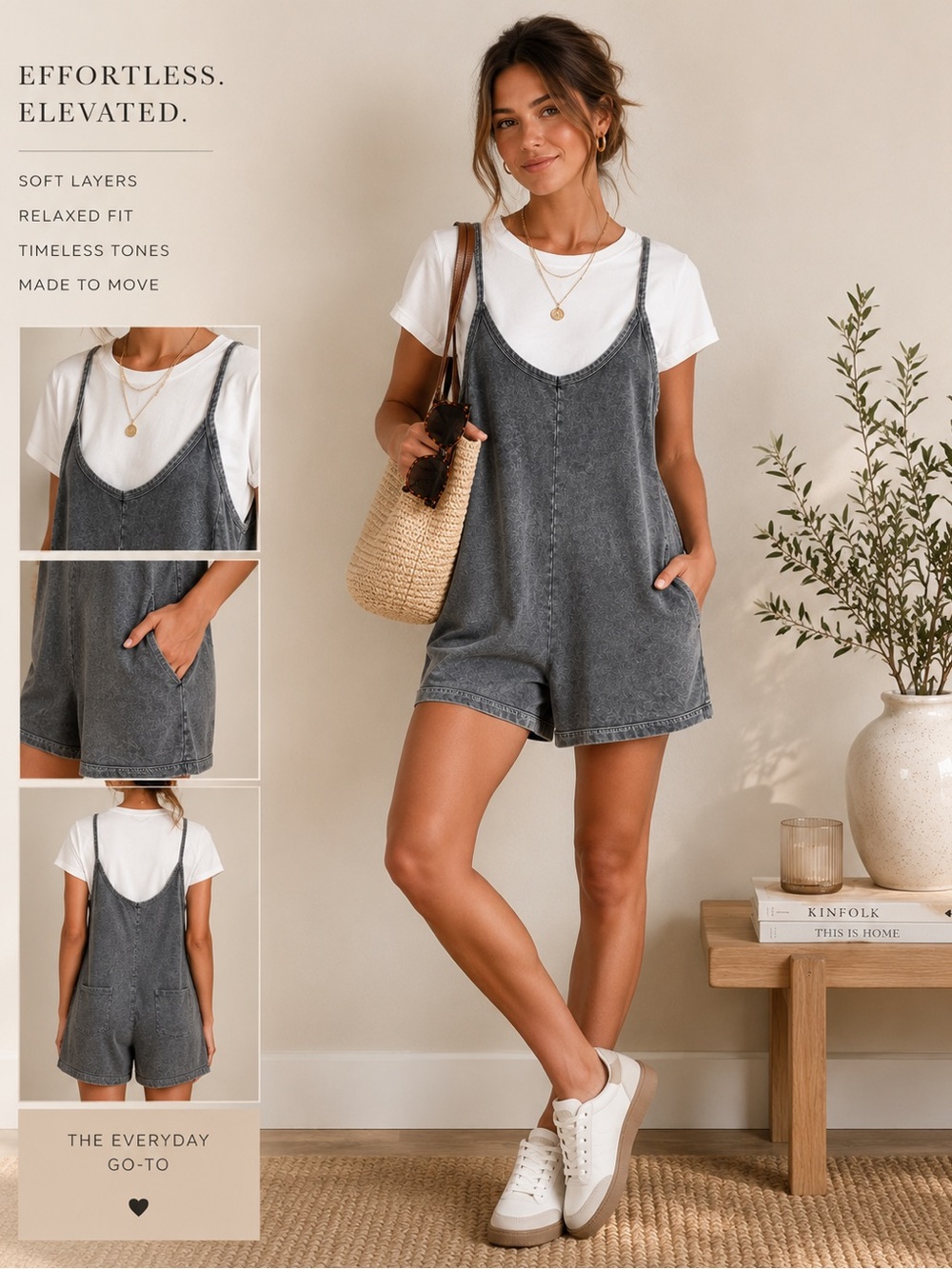 Sincerely Jules Gray Jumpsuit with White Tee